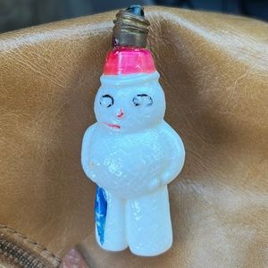 Vintage MCM Milk Glass Snowman Bulb